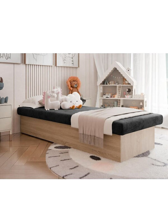 Pat pentru Copii Clasic Single cu Saltea Negru 80x190cm