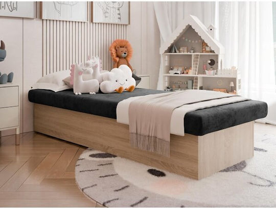 Pat pentru Copii Clasic Single cu Saltea Negru 80x190cm