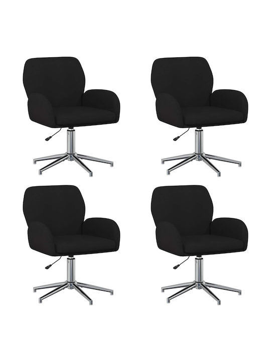 Drehbarer Besucherstuhl mit Armlehnen in Schwarz Farbe 54x58x90cm 4 Stück
