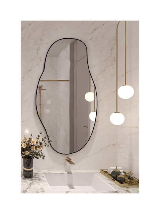 SteweHome Oglindă de Perete Asimetrică cu Ramă din Lemn Negru 75x40cm