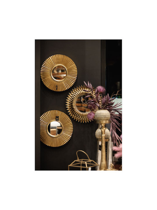 Liberta Sol Wall Mirror with Gold Plastic Frame Diameter 50cm 4pcs