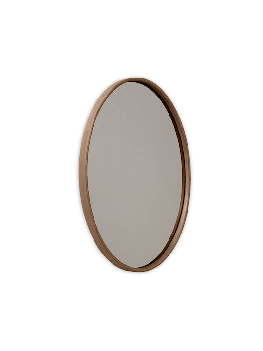 Hanah Home Elips Oglindă de Perete cu Ramă din Lemn Maro 60x45cm