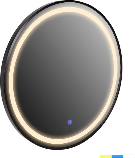 HomeMarkt HM9579.01 Black Wall Mirror With LED Lighting Diameter 60cm