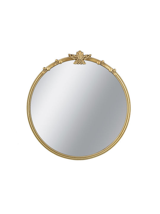 Artekko Wall Mirror With Gold Wooden Frame Diameter 76cm