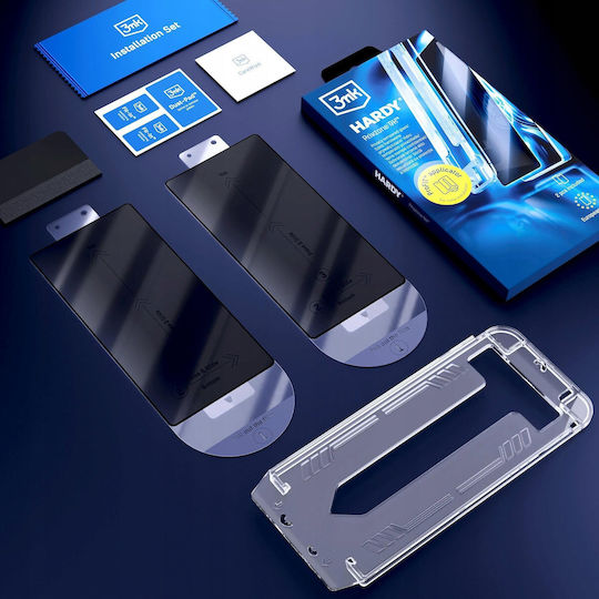 3mk Pack 2 Tempered Glass Iphone 16 Pro Max Privacy Transparent Black