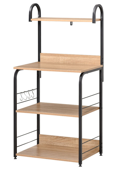 HomCom Стойка За Микровълнова Фурна Inox 60x40x125см Кафява