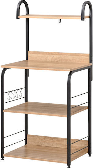 HomCom Стойка За Микровълнова Фурна Inox 60x40x125см Кафява