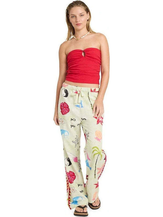 Women's Pantaloons with Rubber Band in Relaxed Fit Sunny Lime