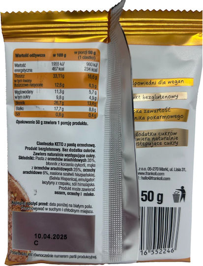 Keto Vegan Kekse Erdnussbutter Geschmack Frank & Oli 50g