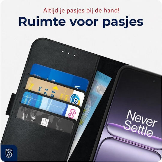 Husă OnePlus Nord 6 Rosso Deluxe din piele portofel negru 8719246588822