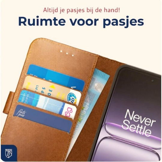 Handyhülle Oneplus Nord 6 Rosso Deluxe Leder Brieftasche Braun 8719246588839