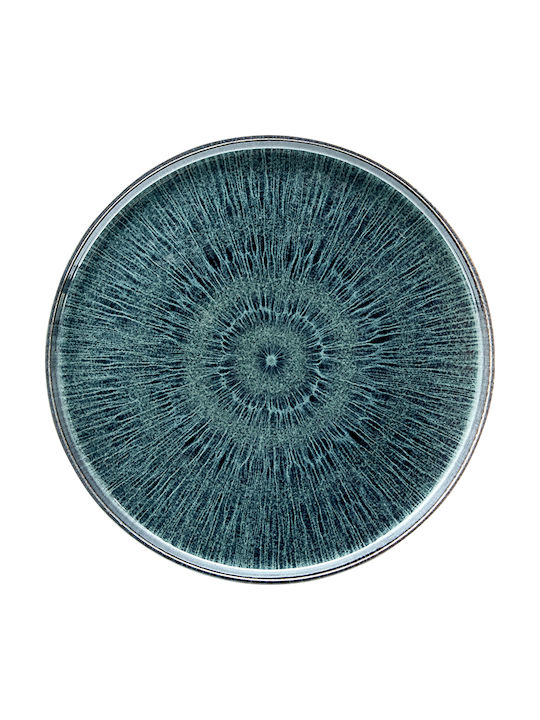 Shallow Blue Ceramic Plate with Diameter 27cm