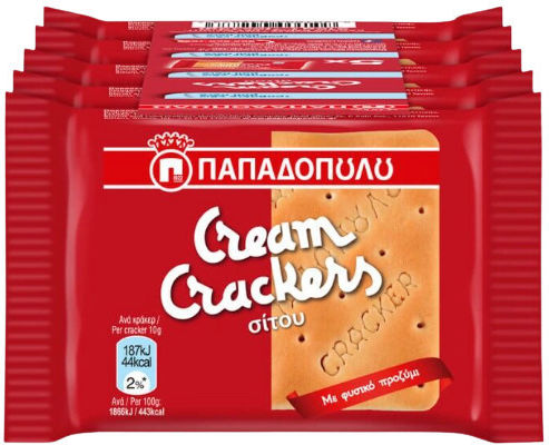 Παπαδοπούλου Crackers Cream Σίτου Fresh Packs Τυρί 5x43gr