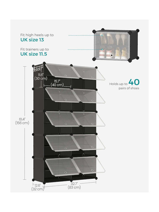 Organizator pantofi din plastic 32x40x156cm