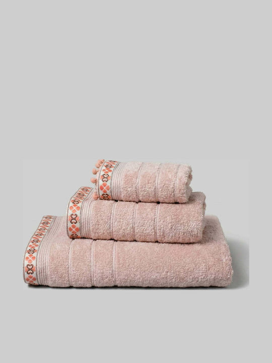 White Fabric Σετ Πετσέτες Μπάνιου 3τμχ Thistle Ροζ Βάρους 600gr/m²