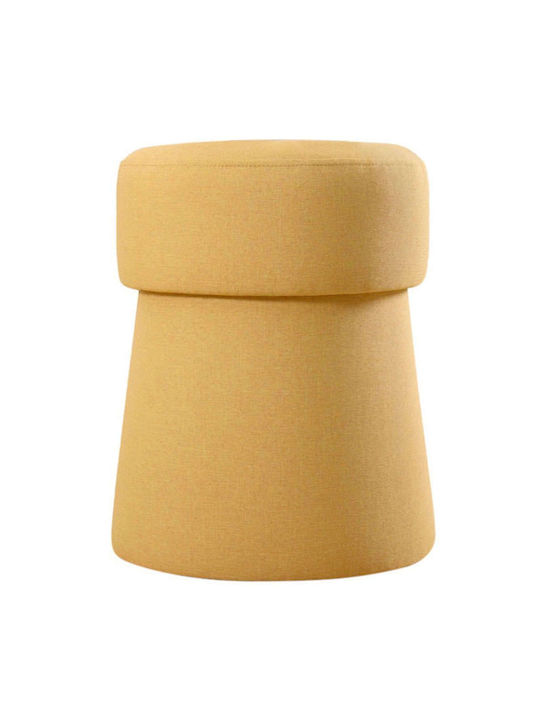 Stool For Living Room Upholstered with Fabric Beans Mustard