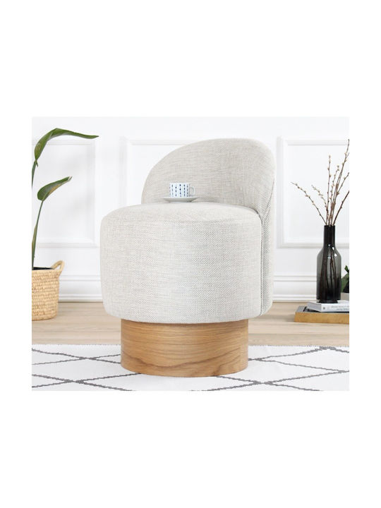 Stool For Living Room Upholstered with Fabric Barren Light Grey-natural 47x47x66cm