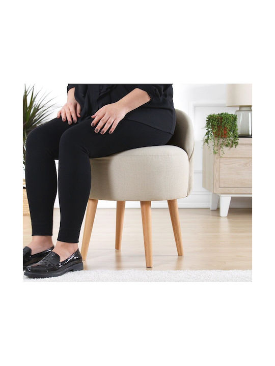 Stool For Living Room Upholstered with Fabric Corvile Cream-natural 46x46x64cm