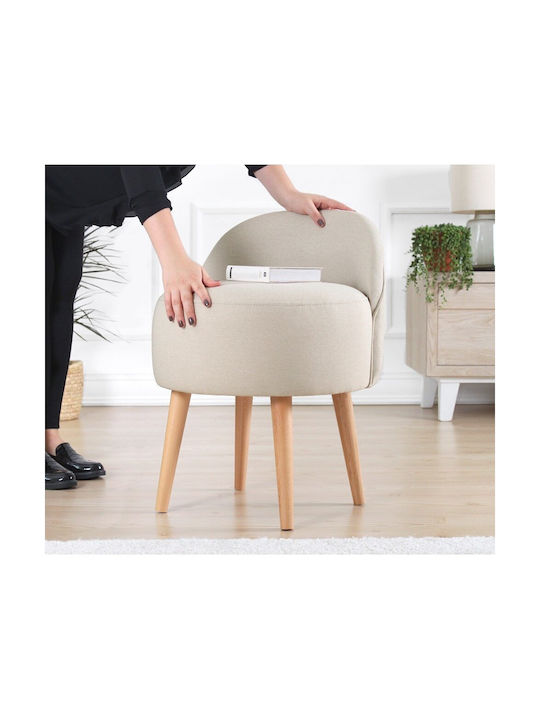 Stool For Living Room Upholstered with Fabric Corvile Cream-natural 46x46x64cm