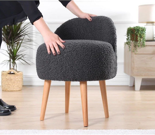 Rufmee Bouclé Hocker 209flf1153 48x42x47cm Dunkelgrau-natur
