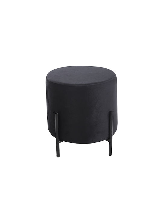 Hocker Für das Wohnzimmer Gepolstert mit Samt Bella Schwarz 37x37x38cm