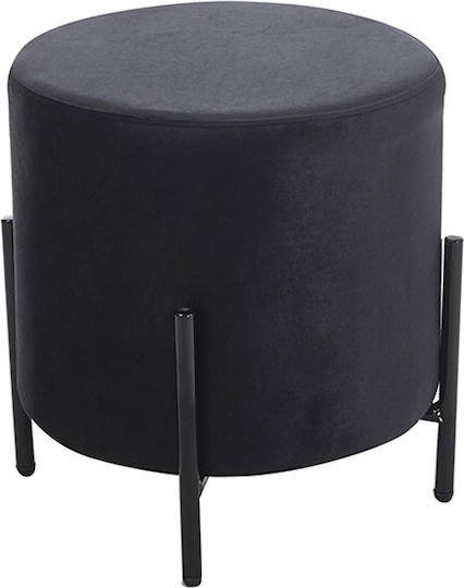 Hocker Für das Wohnzimmer Gepolstert mit Samt Bella Schwarz 37x37x38cm