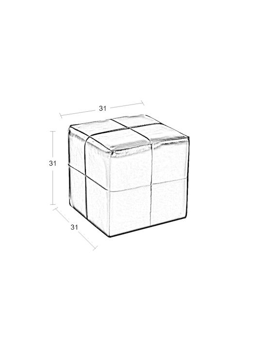 Living Room Stool Upholstered with Artificial Leather Enzo Grey 31x31x31cm