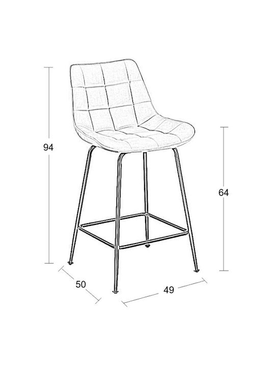Скaмпо Бар с Облегалка Тапицирано с Кадифе Ermina Бежово 49x50x64см