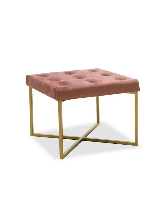 Stool For Living Room Upholstered with Fabric Dash Cream-gold 35x35x35cm