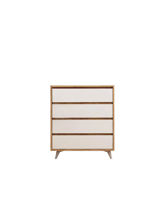 Kommode Schlafzimmer Holz mit 4 Schubladen Weiß 70x40x86cm