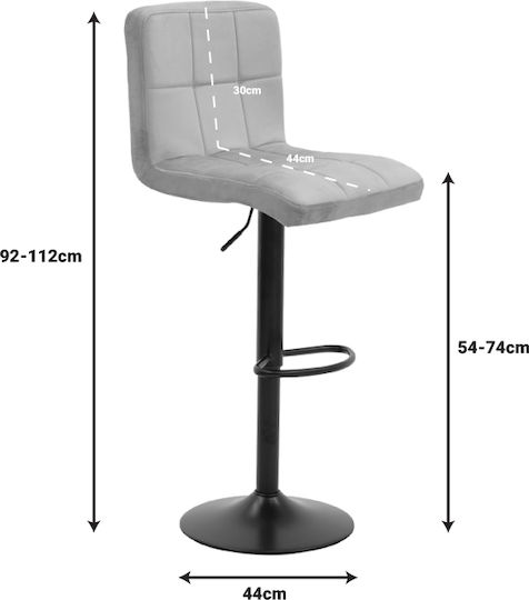 Taburete Bar Remina cu Spătar și Înălțime Reglabilă Gri 2 Buc 44x44x112cm