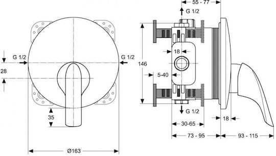 Ideal Standard Смесител за вграждане за душ 1 изход Сребрист