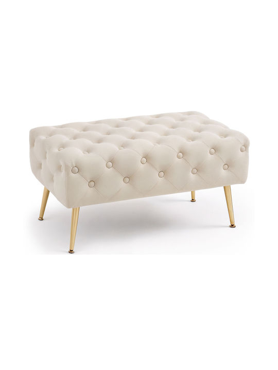 Samt Hocker Für Das Wohnzimmer Beige 80x42x41cm