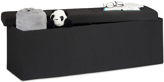 Taburet Pliabil pentru Camera de Zi Cu Spațiu de Depozitare Negru 38x114x38 cm