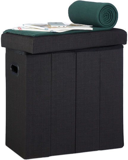 Taburet Camera De Zi Pliabil Cu Spațiu De Depozitare Negru 25.5x49.5x46cm