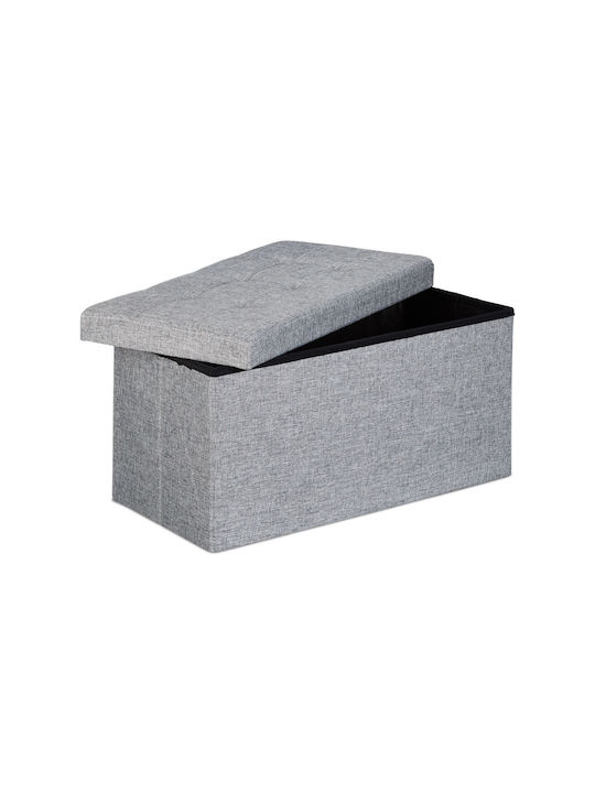 Taburet Camera De Zi Pliabil Cu Spațiu De Depozitare Tapițat Cu Țesătură Gri 38x76x38cm