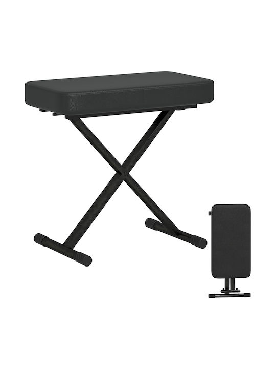 Stool For Living Room Collapsible with Adjustable Height Black 60x32x53-63cm