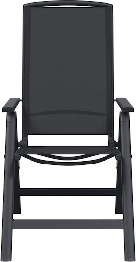 Gartenstühle Aluminium Schwarz 2 Stück 58x71x112cm