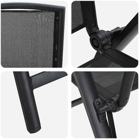 Gartenstühle Aluminium Schwarz 2 Stück 58x71x112cm