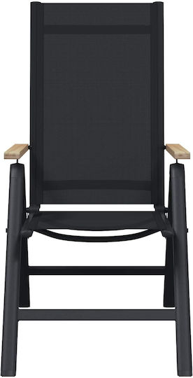 vidaXL Gartenstühle Aluminium Schwarz 2 Stück 58x73x111,5 cm