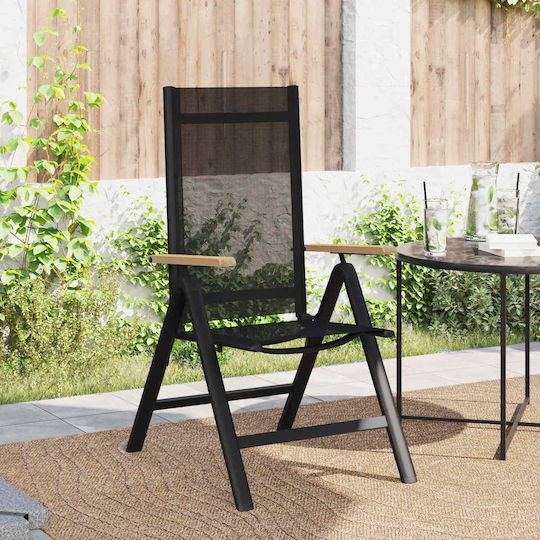 vidaXL Gartenstühle Aluminium Schwarz 2 Stück 58x73x111,5 cm