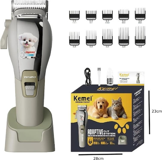 Kemei Professional Rechargeable Stainless Steel Dog Grooming Clipper 8000rpm