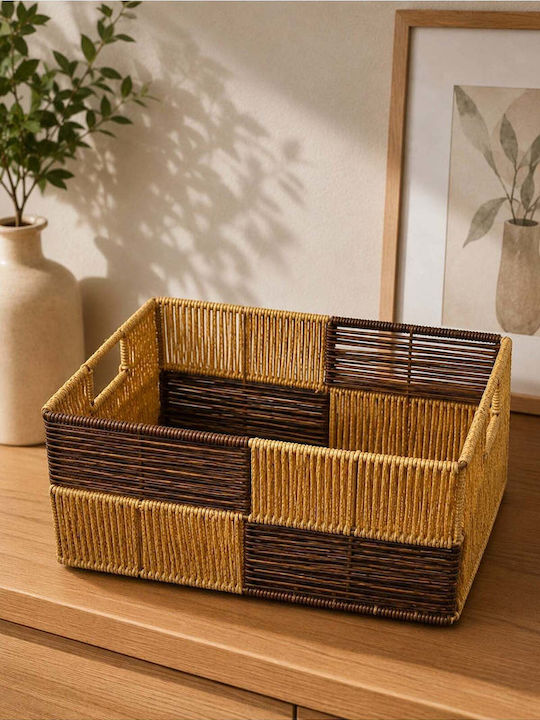 SteweHome Καλάθι Αποθήκευσης Rattan Κίτρινο 37x27cm
