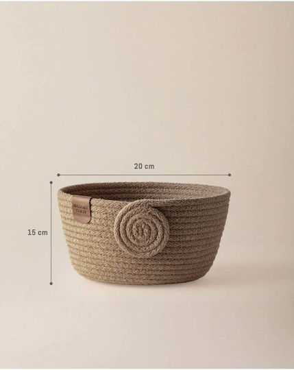 SteweHome Fabric Beige Storage Basket 20x15cm