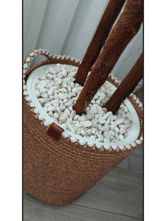 SteweHome Καλάθι Αποθήκευσης Ψάθινο Καφέ 30x30cm