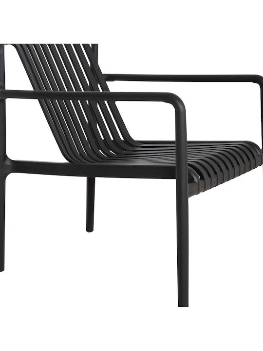 Fotoliu de Exterior din Polipropilenă Lounge Negru 66x77x76cm