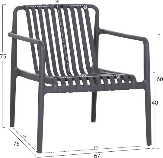 Gartenstühle Außenbereich Polypropylen Lounge Grau 66x77x76cm