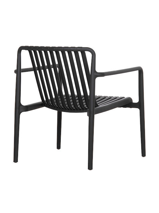 Fotoliu de Exterior din Polipropilenă Lounge Negru 66x77x76cm