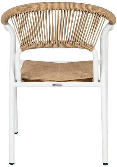 Καρέκλα Εξωτερικού Χώρου Rattan Solace Λευκό-φυσικό 56x65x82εκ.