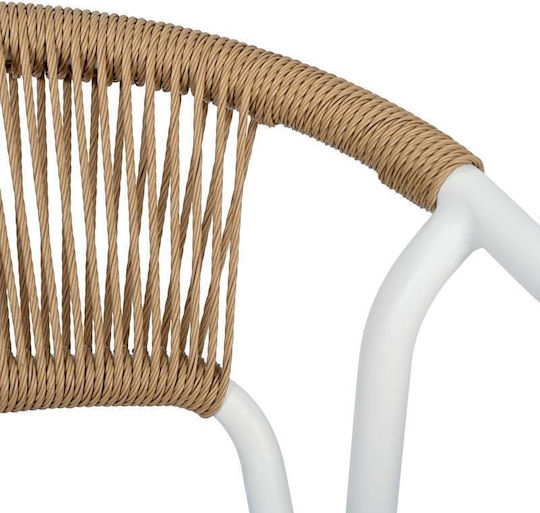 Καρέκλα Εξωτερικού Χώρου Rattan Solace Λευκό-φυσικό 56x65x82εκ.
